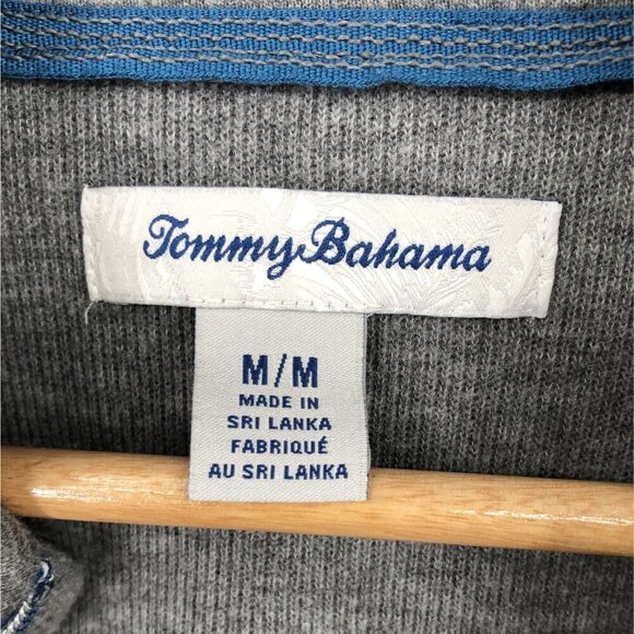 Tommy Bahama Mens Ribbed Knit Lounge Quarter-Zip Shirt M Gray Pullover Golf - Picture 3 of 10